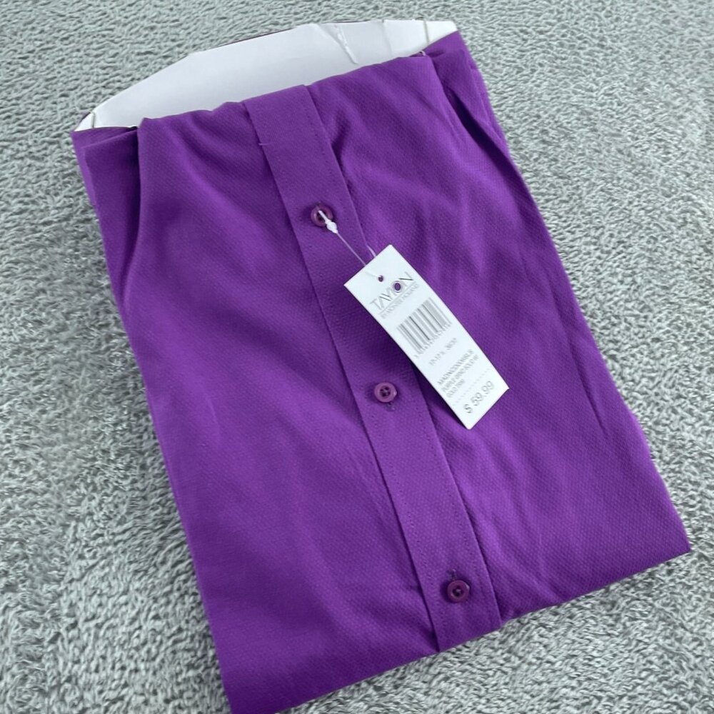 Tayion Purple Dress Shirt With Gold XL 17-17.5 36/37 Button-Up Mens  NWT 5419 - Picture 2 of 7